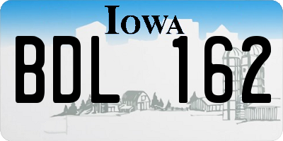 IA license plate BDL162
