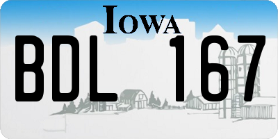 IA license plate BDL167