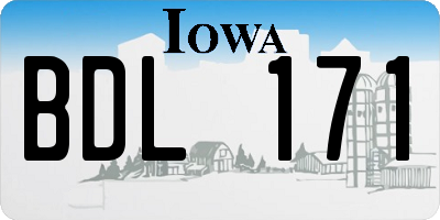 IA license plate BDL171