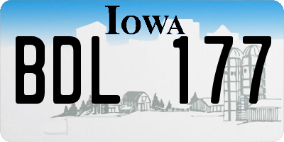 IA license plate BDL177