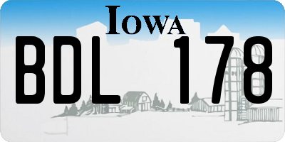 IA license plate BDL178