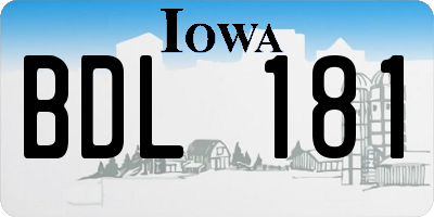 IA license plate BDL181