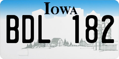 IA license plate BDL182