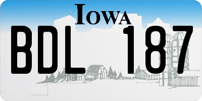 IA license plate BDL187