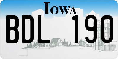 IA license plate BDL190