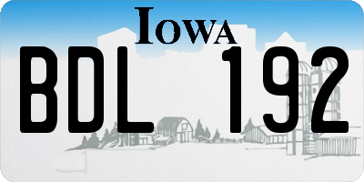 IA license plate BDL192