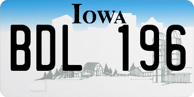 IA license plate BDL196