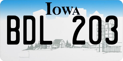 IA license plate BDL203