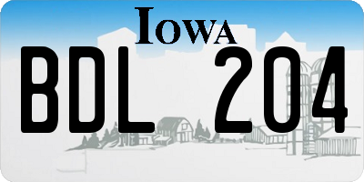 IA license plate BDL204