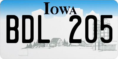 IA license plate BDL205