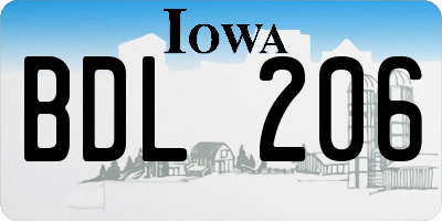 IA license plate BDL206