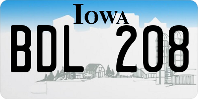 IA license plate BDL208
