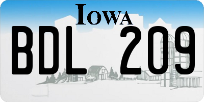 IA license plate BDL209
