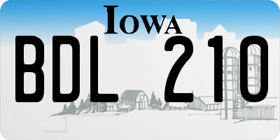 IA license plate BDL210