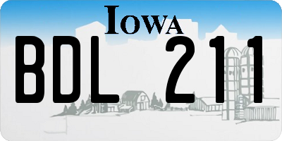 IA license plate BDL211