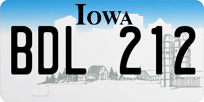 IA license plate BDL212