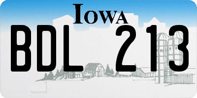 IA license plate BDL213
