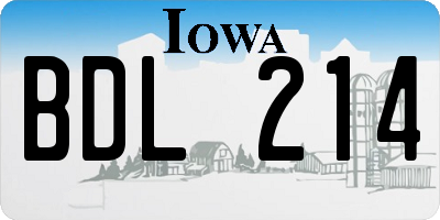 IA license plate BDL214