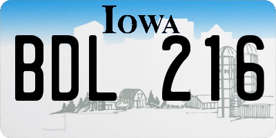 IA license plate BDL216