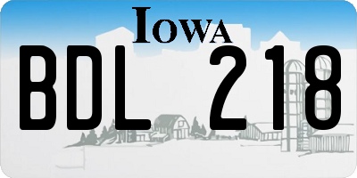 IA license plate BDL218