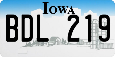 IA license plate BDL219