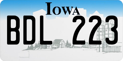 IA license plate BDL223