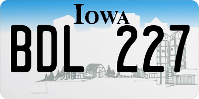 IA license plate BDL227