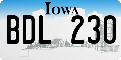 IA license plate BDL230