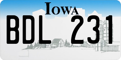 IA license plate BDL231