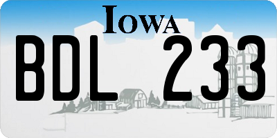 IA license plate BDL233