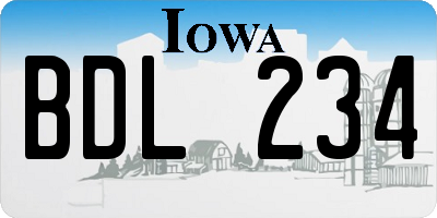IA license plate BDL234