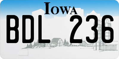 IA license plate BDL236