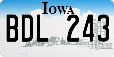IA license plate BDL243