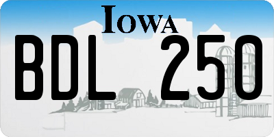 IA license plate BDL250