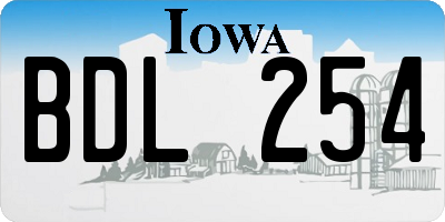 IA license plate BDL254