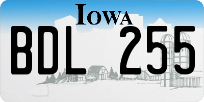 IA license plate BDL255