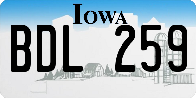 IA license plate BDL259