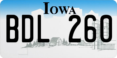 IA license plate BDL260