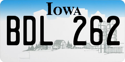 IA license plate BDL262