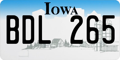IA license plate BDL265