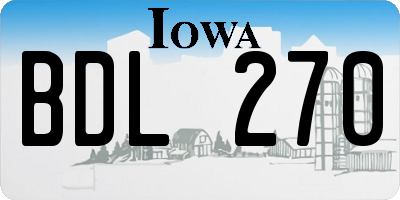 IA license plate BDL270