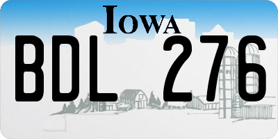 IA license plate BDL276