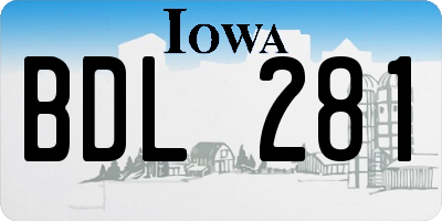 IA license plate BDL281