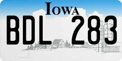 IA license plate BDL283