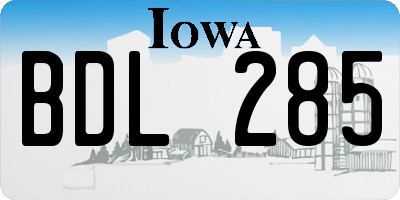 IA license plate BDL285