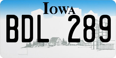 IA license plate BDL289