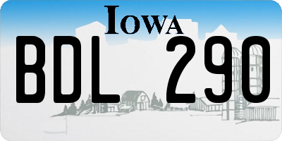 IA license plate BDL290