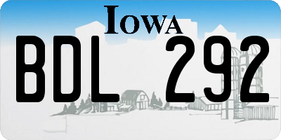 IA license plate BDL292