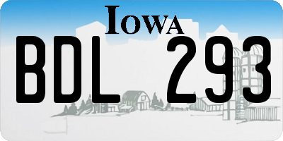 IA license plate BDL293