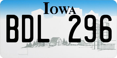 IA license plate BDL296